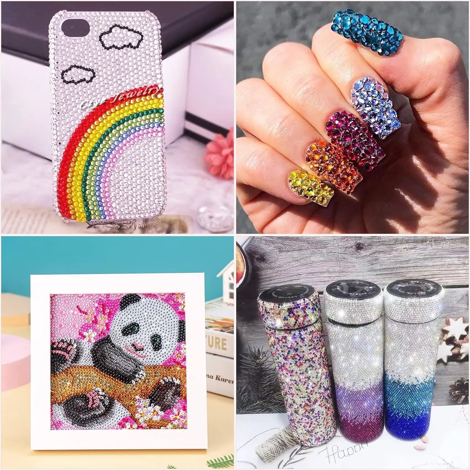 21500pcs Resin Flat Back Rhinestones- Assorted Size Colorful AB Color Round Flat Back Resin For Nail Art DIY Decoration