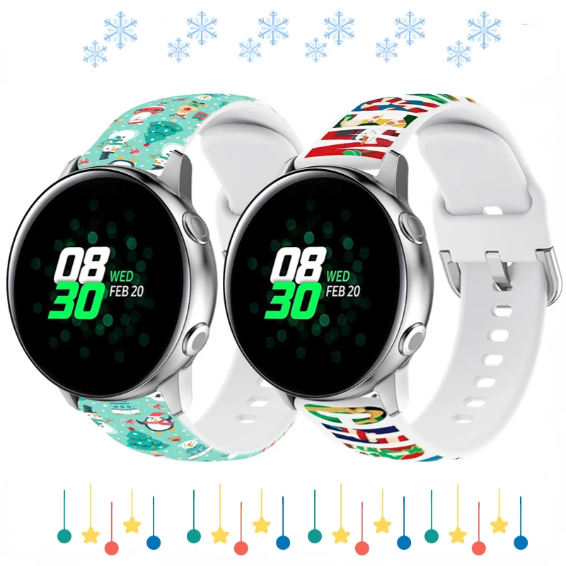 Christmas printed silicone strap For Samsung Galaxy watch 7/6/5 Gear S3 Huawei watch GT2/3 Pro Amazfit GTR Replacement wristband