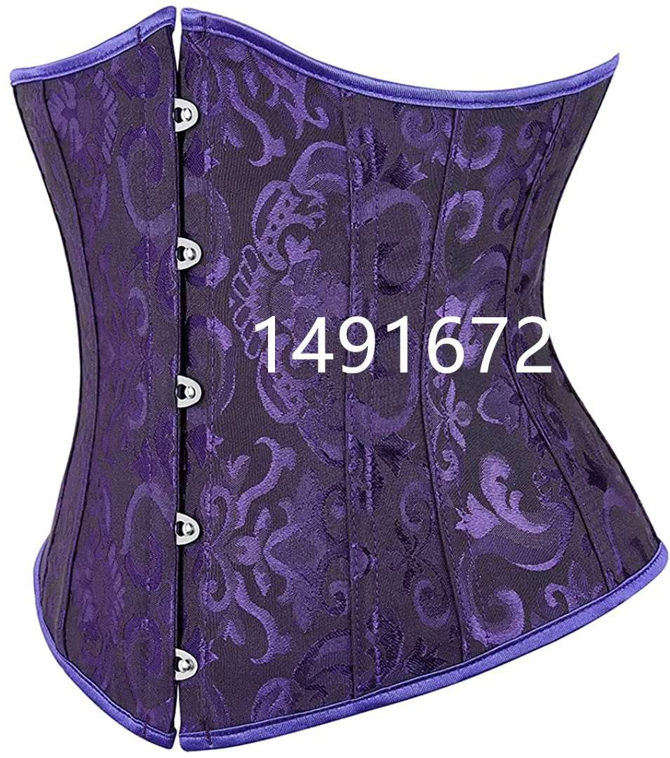 Fioletowy gorset Underbust gorset seksowny pas wyszczuplający w talii Vintage gorset Top kobiety Gothic Plus rozmiar wiktoriański kostium bielizna