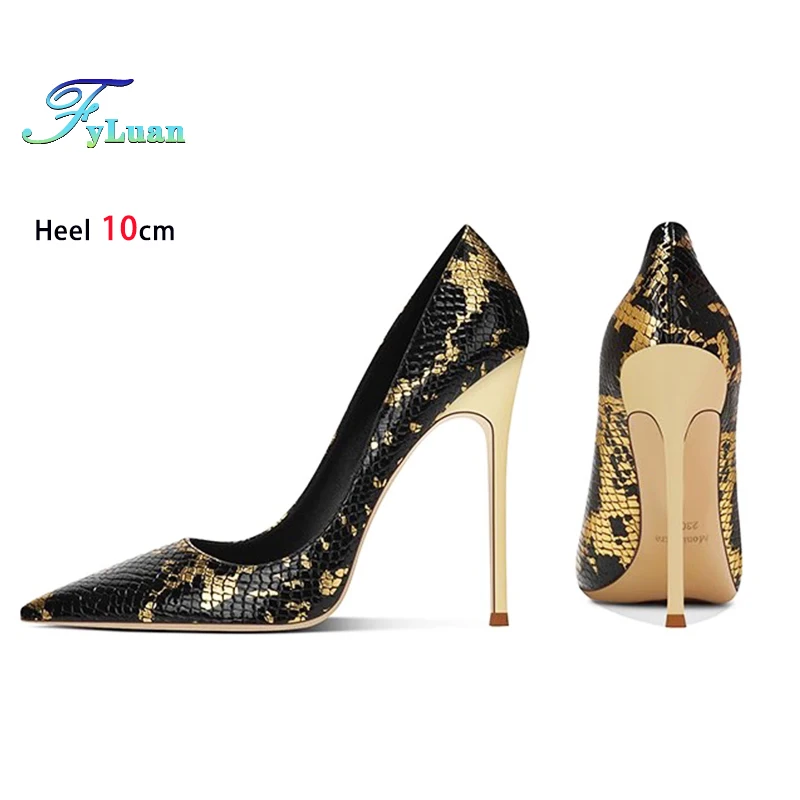 

2025 New 6CM 8CM 10CM Designer Fashion Pointed Toe Shallow Mouth Single Shoes For Women Snake Pattern Party High Heeled Pumps