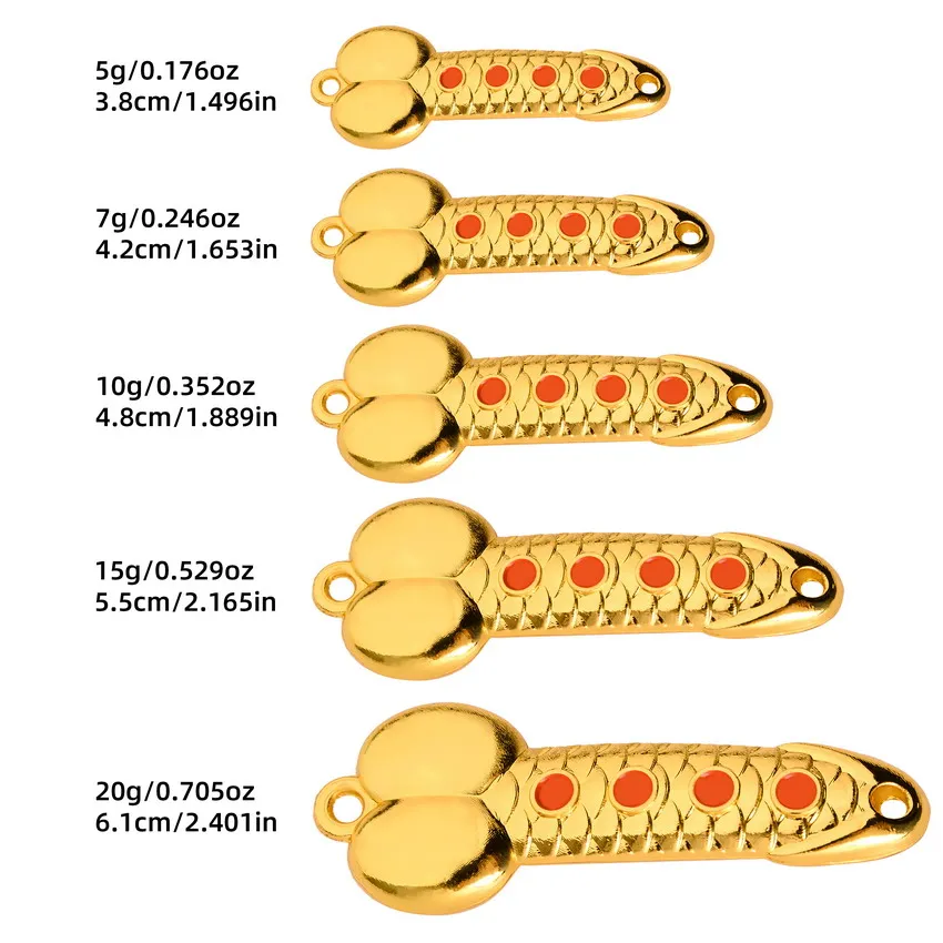 Metal Spoon Penis Shape Fishing Lures 5g 10g 15g 20g Golden Sequin Lure Artificial Bait Hard Baits Tackle Pesca Vibrating VIB - view 4