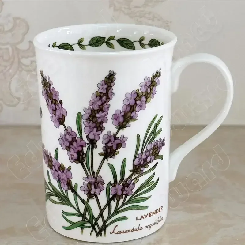 Mug Cup Nordic Style Ceramic Coffee Cup Lavender Pattern Mug Household Use Tea Cups Afternoon Tea Set Ceramic Tableware Crafts