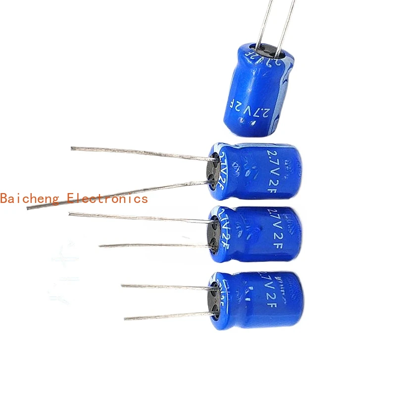 10PCS Brand new 2.7V2.0F R-type 8 * 12MM 3.5MM pin distance DIY electronic capacitor 2F