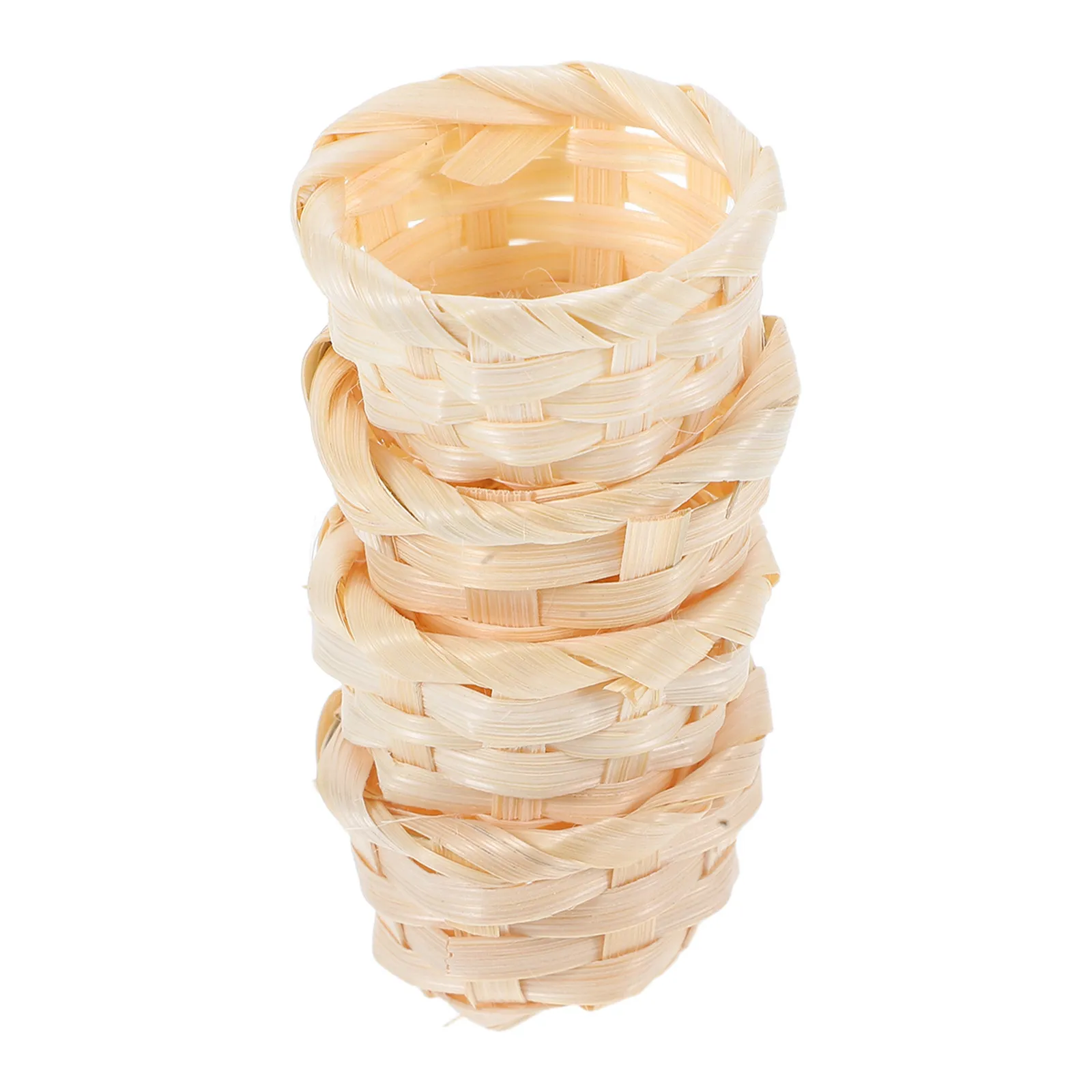 

4Pcs Mini Bamboo Baskets Hand-Woven Lightweight Portable for Dollhouse Decoration DIY Garden Micro Scene Accessories