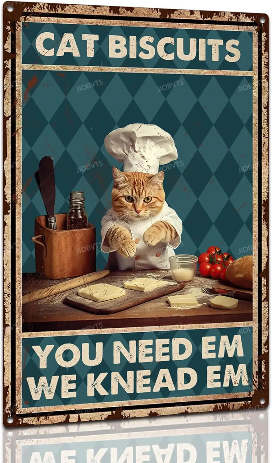Retro Cat Metal Sign Cat Biscuits You Need Em We Knead Em Vintage Aluminum Sign Wall Art Decor For Home Bar Pub Club Cafe Decora