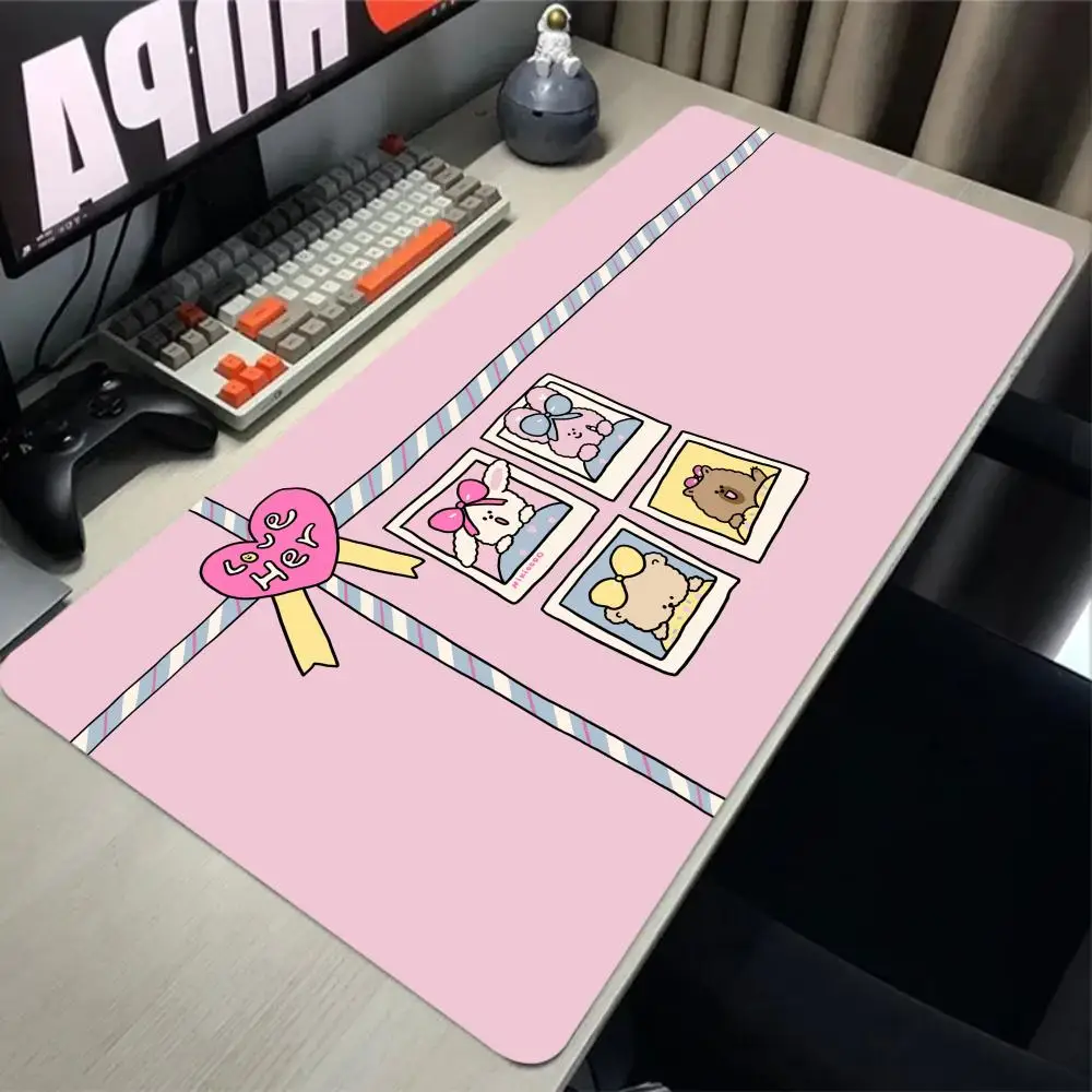 Pink cute cartoon Mouse Pad Gaming Large Mousepad Anti-slip Natural rubber Computer Gamer Accessories Desk Mat extended pad