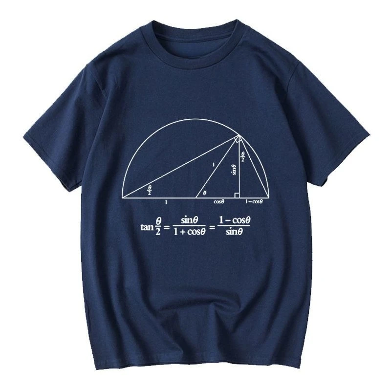 Summer New Math Trigonometric Function Formula T-Shirt Euler's Theorem Cotton Unisex Short Sleeve Casual Tee