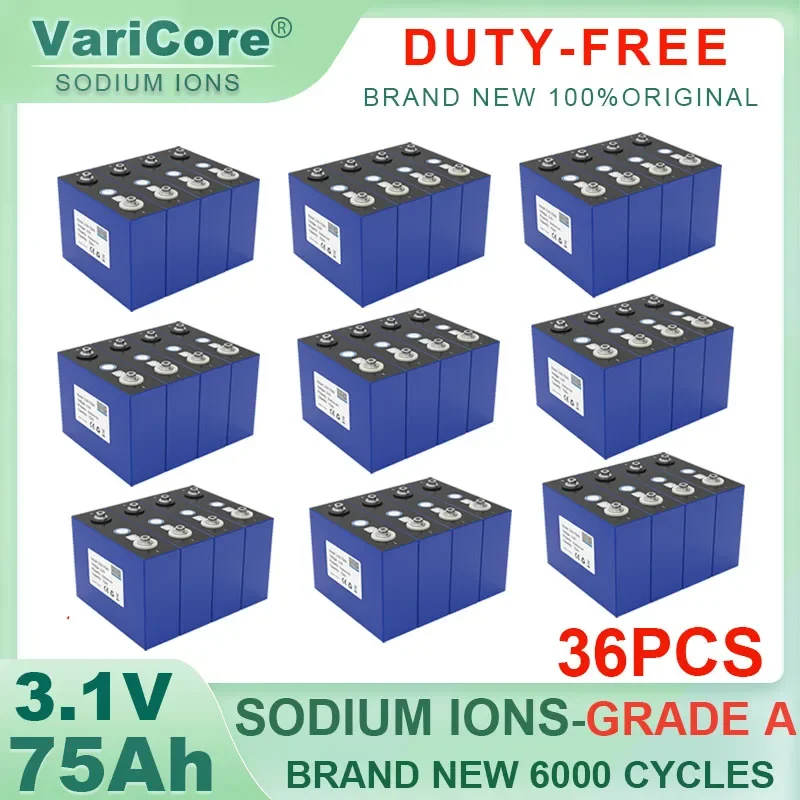 36pcs 2.9v/3.1V 75Ah Sodium-Ion battery 20c discharge DIY 4s 12v Motorcycle Electric Car travel Solar inverter Grade A Duty-free