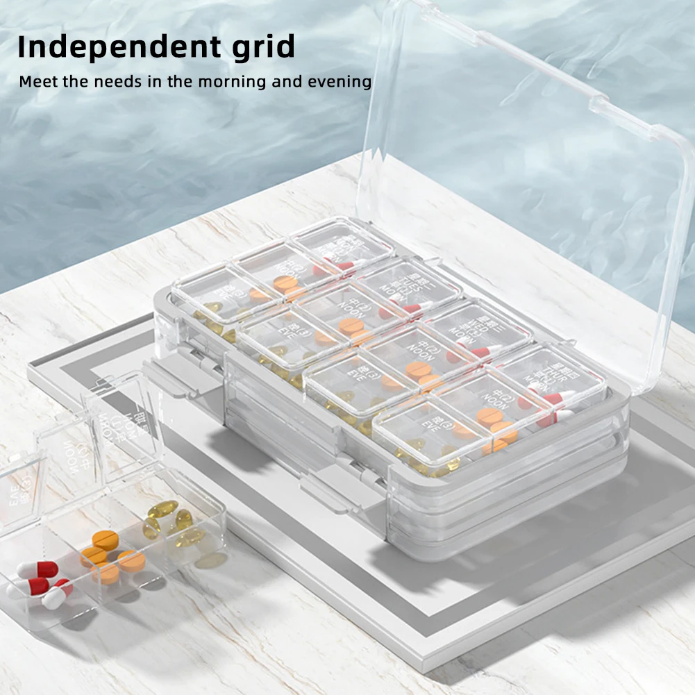 

7 Day 24 Slots Pill Storage Box Weekly Tablet Pill Medicine Box Organizer Holder Case For Medications Supplements Vitamins