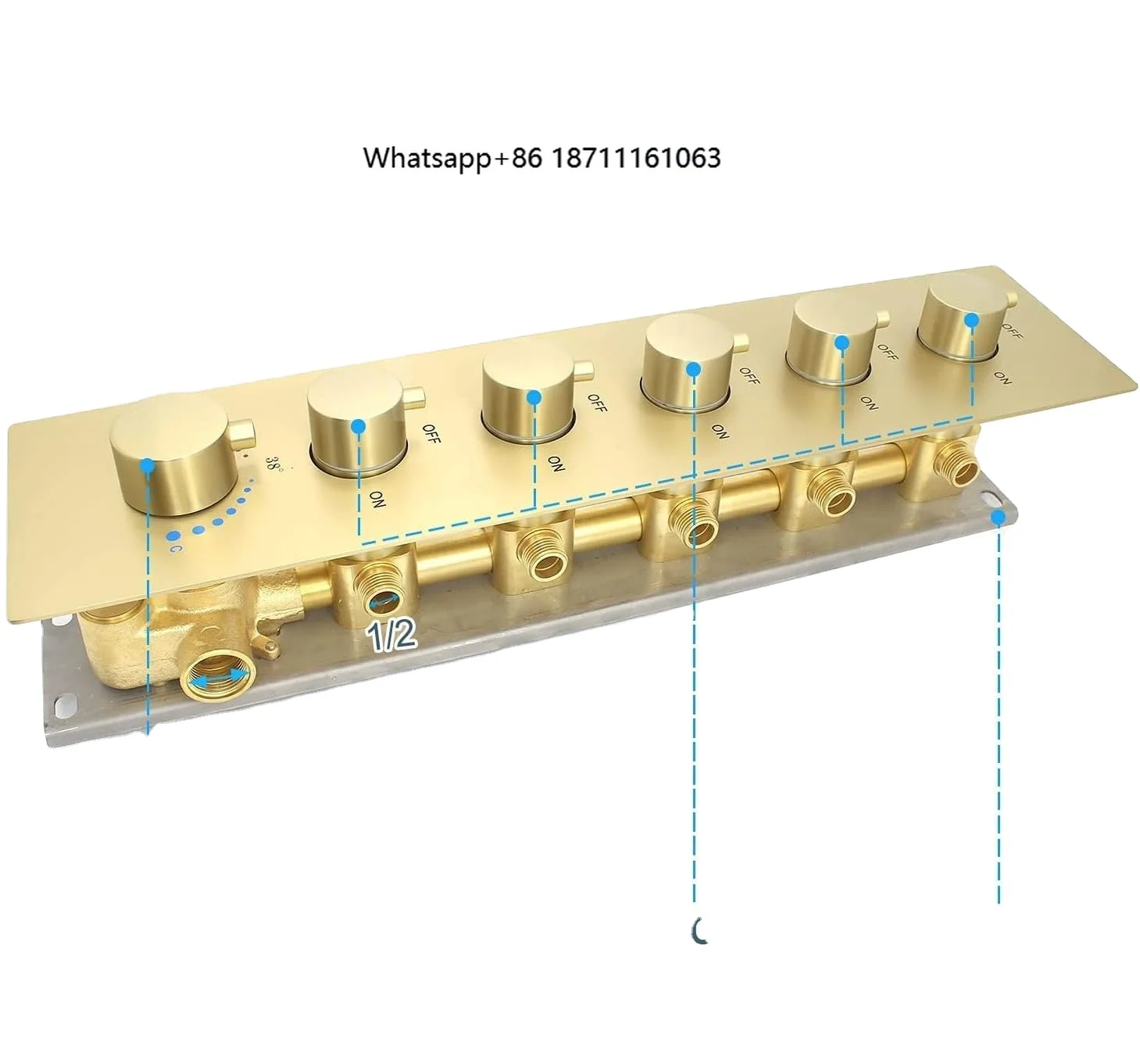 Bathroom Brushed Gold Thermostatic Shower System Multifunctional Ceiling Mounted Shower Set with Faucet Accessory for Home Use