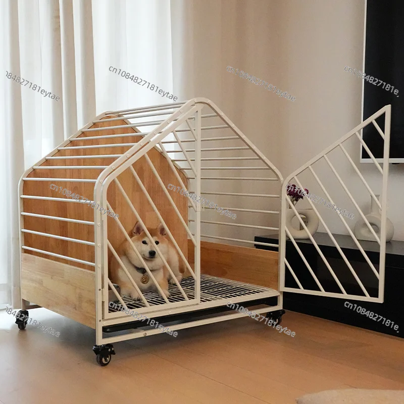 

High End Solid Wood Dog Cage with Toilet Separation for Small Large Household Shiba Inu One Room One