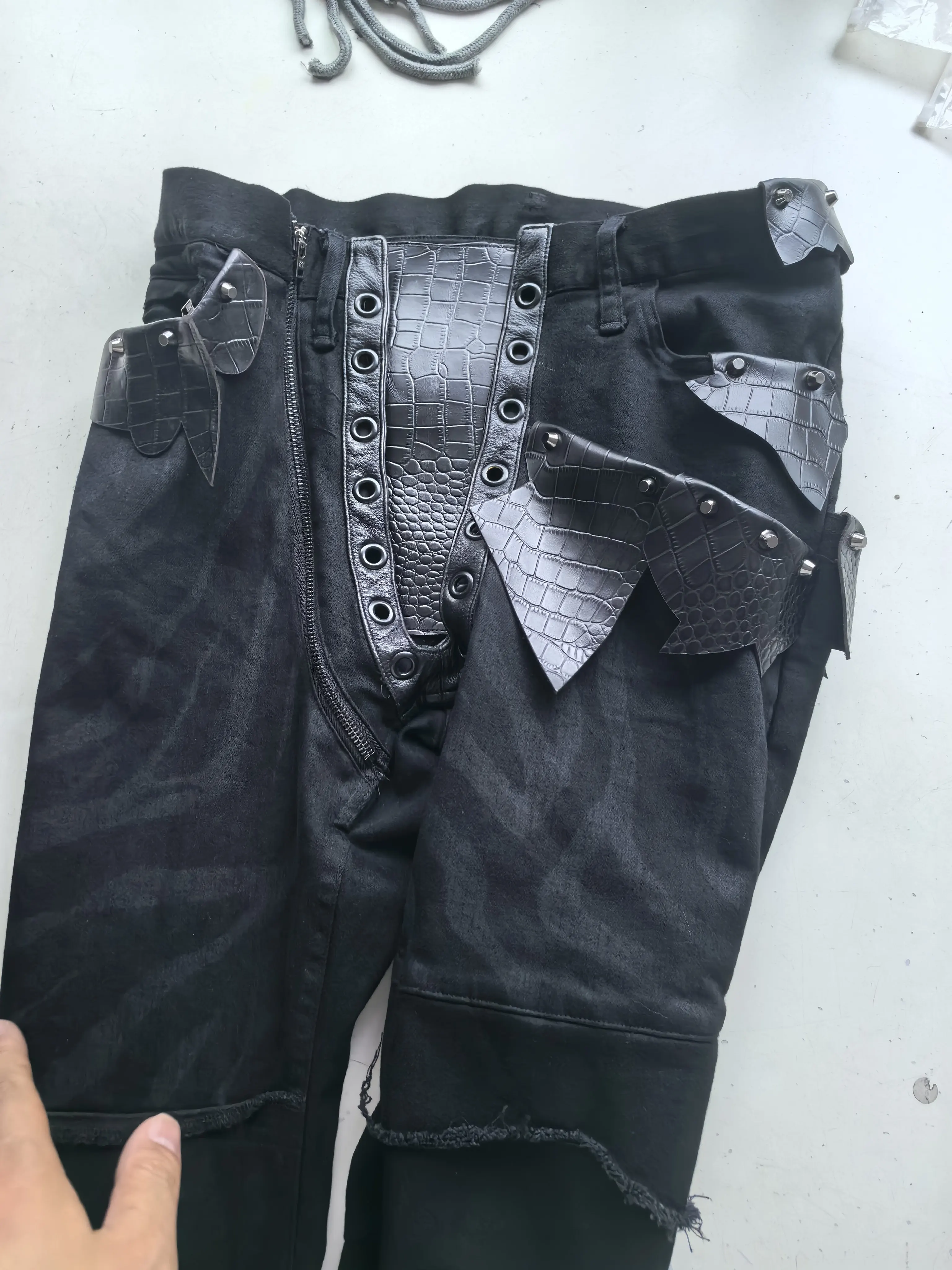IfSixWasNine Vision Leather Splicing Micro-Speaker Jeans