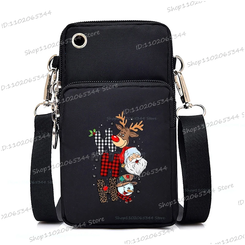 الكرتون إِلْكَة عيد الميلاد طباعة حقائب كروسبودي للنساء الرجال مضحك السنة الجديدة حقيبة الهاتف المحمول الصغيرة عيد ميلاد سعيد حقائب كتف