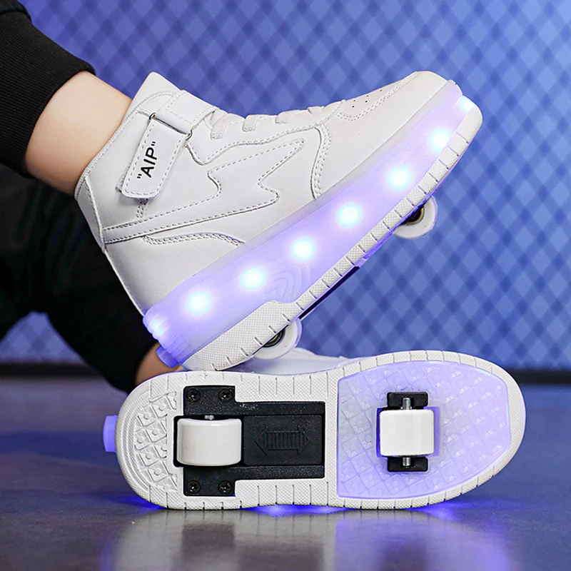 Roller Sneakers 2 ruote scarpe bambini moda Casual stivali sportivi ragazzi ragazze regalo giocattoli gioco bambino illumina calzature pattinaggio a