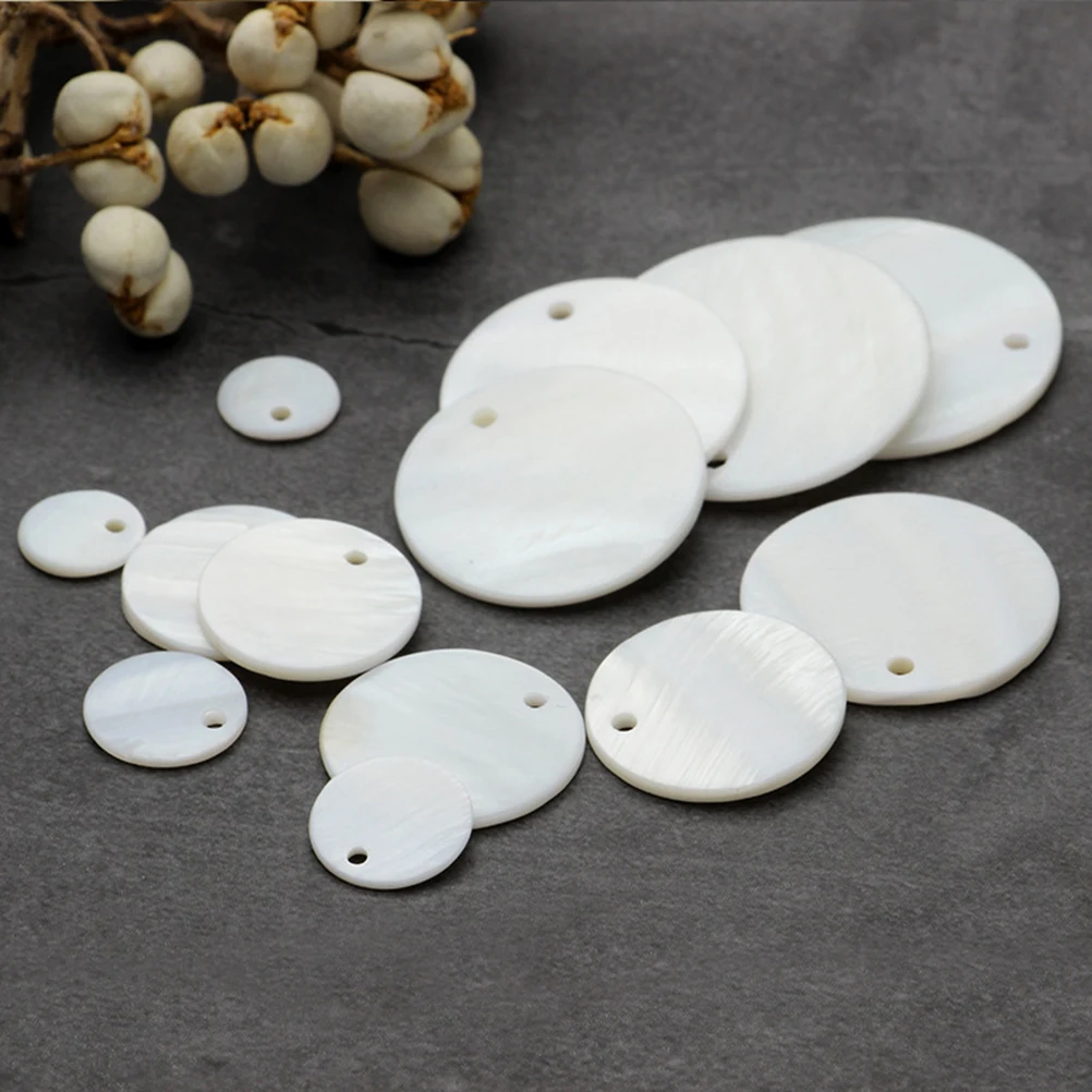 

20 PCS Shell Sheet Accessories Round Earring Flat Disc Shape Shells Drilled Sea Jewelry Making Pendant Beads Beach Diy
