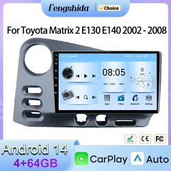Car Radio Android 13 For Toyota Matrix E130 E140 2002 2003 2004 2005 2006 GPS Android Auto QLED Stereo Carplay Screen No 2din