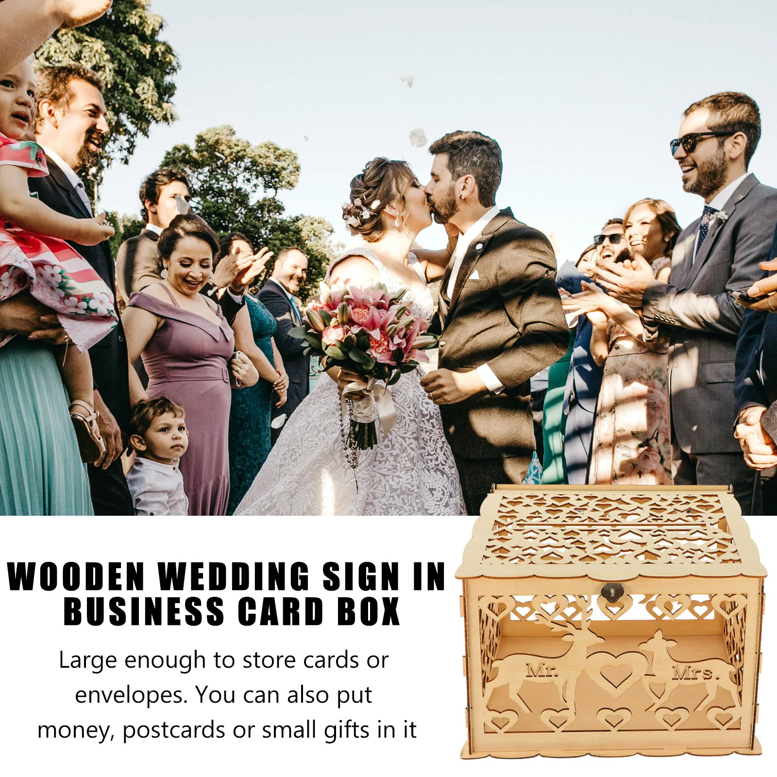 

Wedding Sign-in Box Card Holder for Cards Case Invitations Boxes Business Wooden