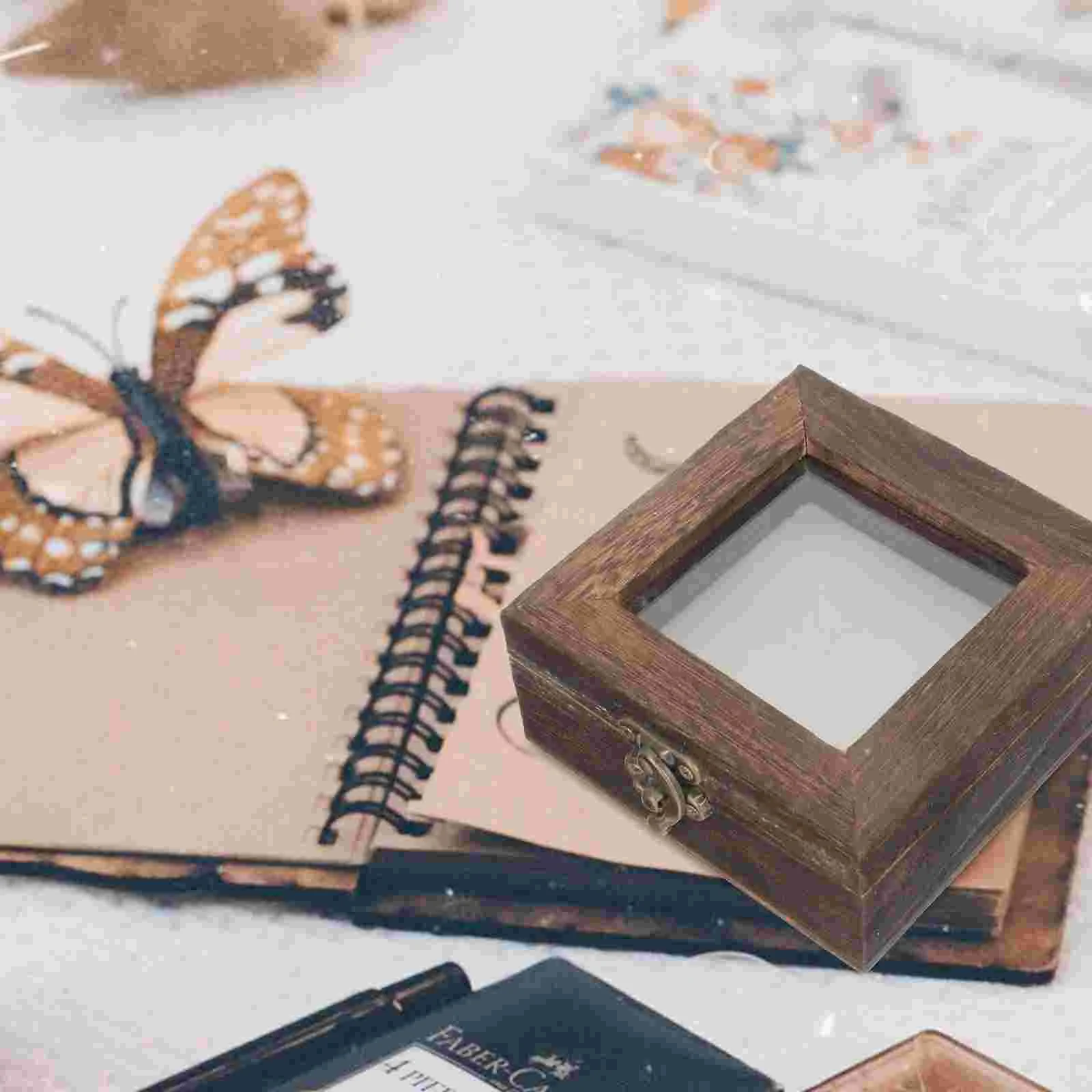 バタフライサンプルボックス,蓋付き木製サンプルボックス,レトロなジュエリーディスプレイホルダー,植物トレイ