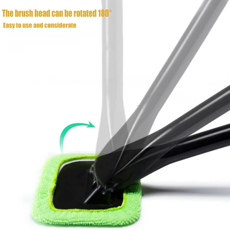 Car Window Windshield Cleaner Brush Kit Auto Glass Cleaning Wash Tool with Long Handle Microfiber Wiper