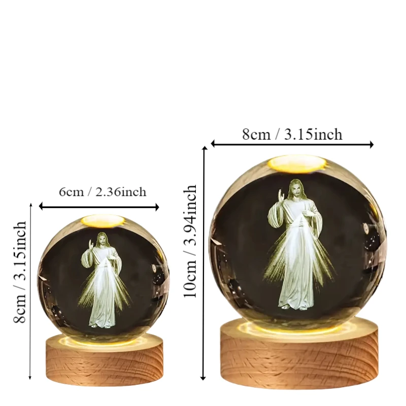 1pc, Jesus Beckons religious nightlight, diameter 2.36 or 3.15 inches, birthday gift glass globe, home desk lamp decoration with