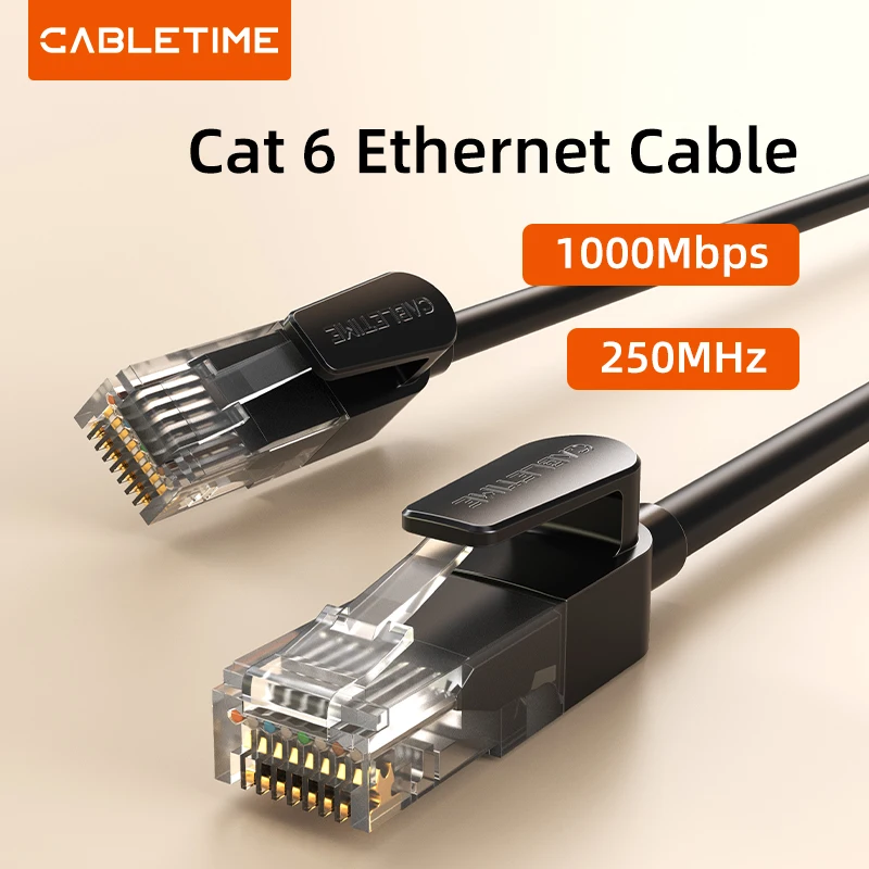 

CABLETIME Bulk Cat6 Ethernet Network Cable UTP Rj45 Black 0.5M 1M 1.5M 2M 3M for Patch Cord Router Laptop LAN C514