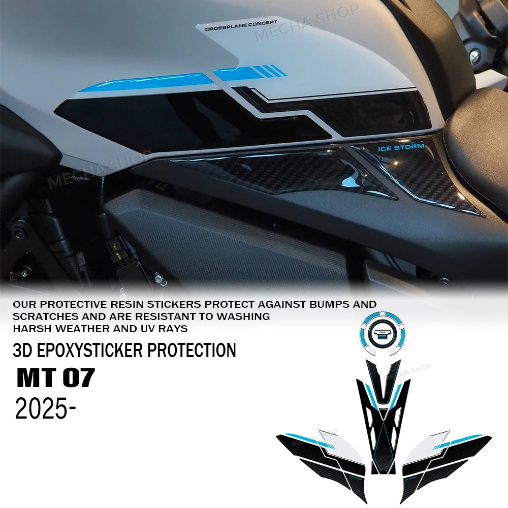 

MT 07 2025 новые защитные наклейки на топливный бак мотоцикла для MT07 MT-07 защита от царапин водонепроницаемый комплект наклеек