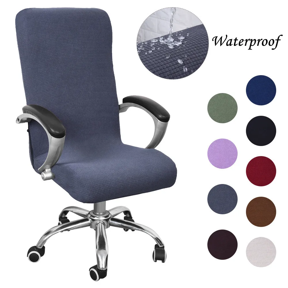 

Waterproof Chair Covers Elastic Office Home Anti-dirty Rotating Stretch Computer Desk Seat Cover Boss Gaming Chair Protector