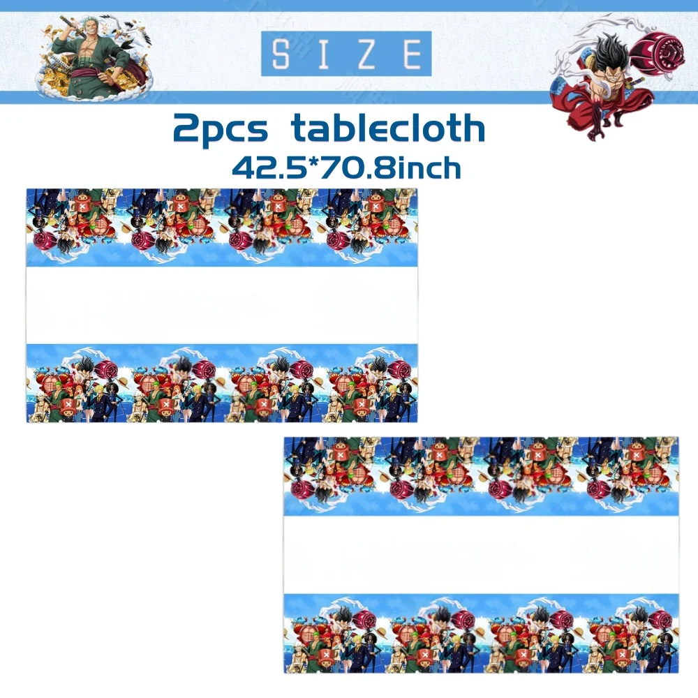 Toalha de mesa de anime de uma peça, 108*180cm, decoração de festa de feliz aniversário, lembranças para crianças, azul, meninos, chá de bebê, acessórios, gifs