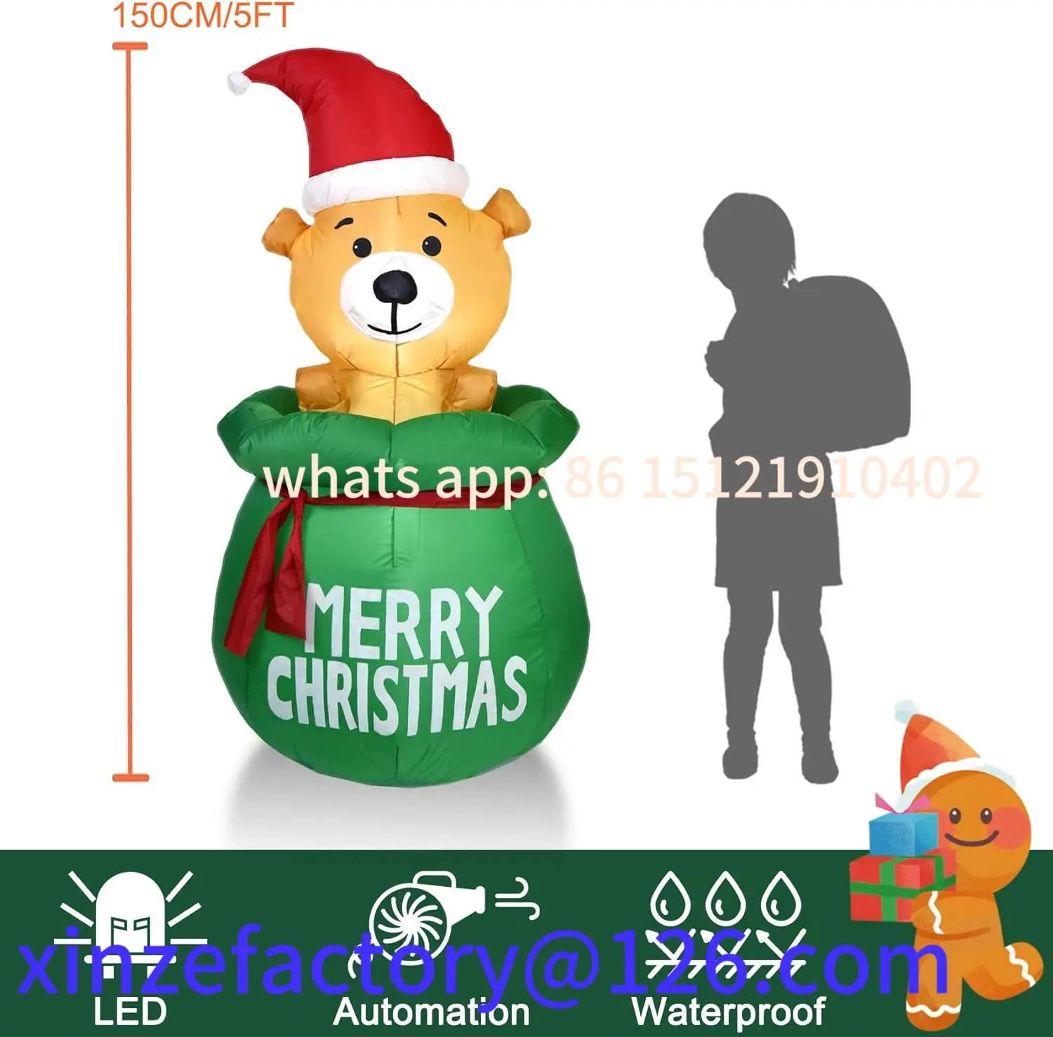 Aanpasbare kerstversiering Kerstluchtvorm Opblaasbare gloeiende cadeautas Puppy