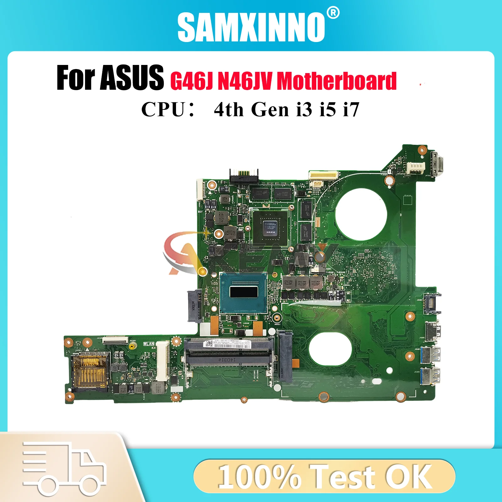 

Материнская плата для ноутбука N46JV для ASUS N46J G46J N46JV, материнская плата для ноутбука с процессором i3 i5 i7, 100% тестирование, ОК, быстрая доставка, высокое качество