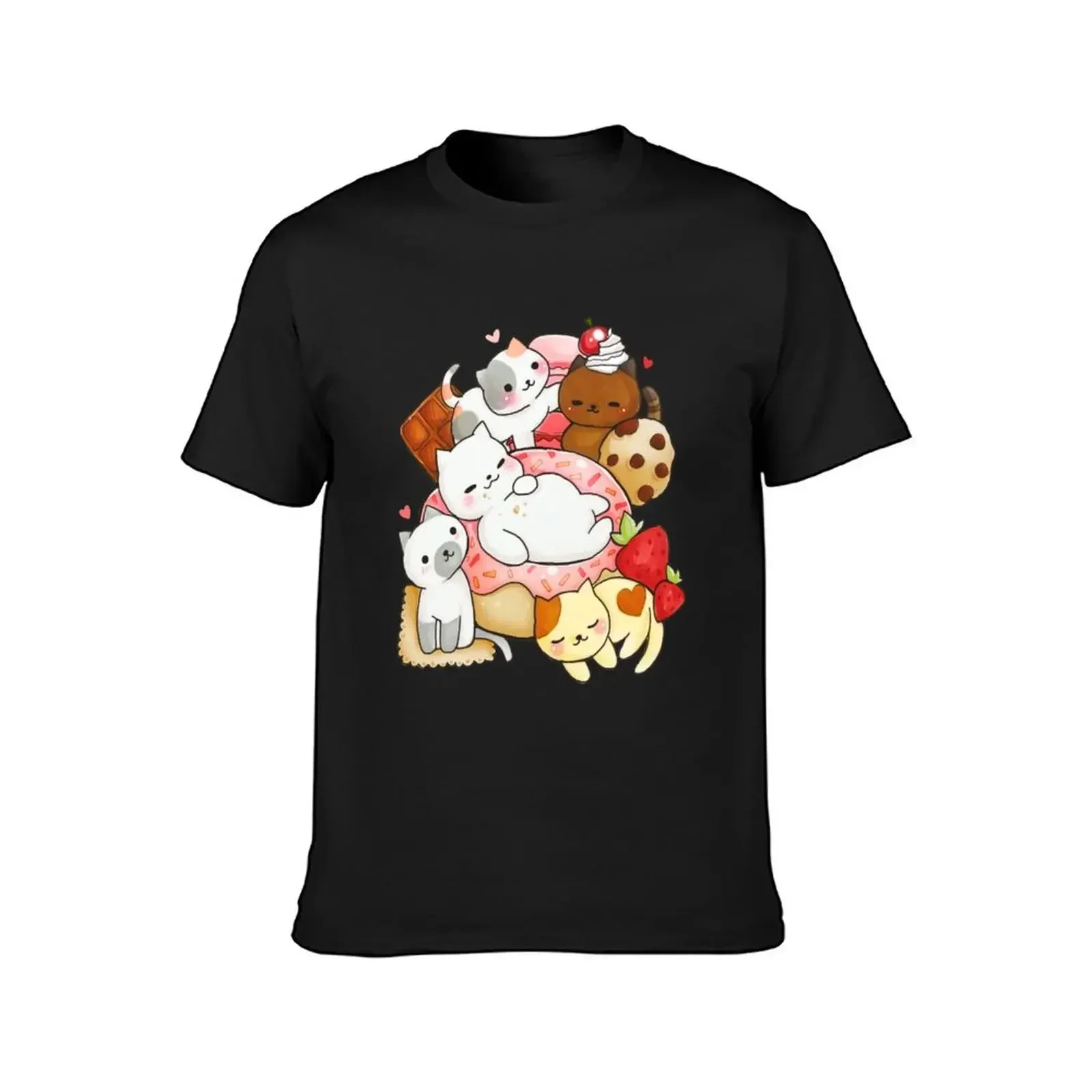 Neko Atsume Sweet Cats T-Shirt pour hommes, t-shirts de créateurs de luxe, mème drôle