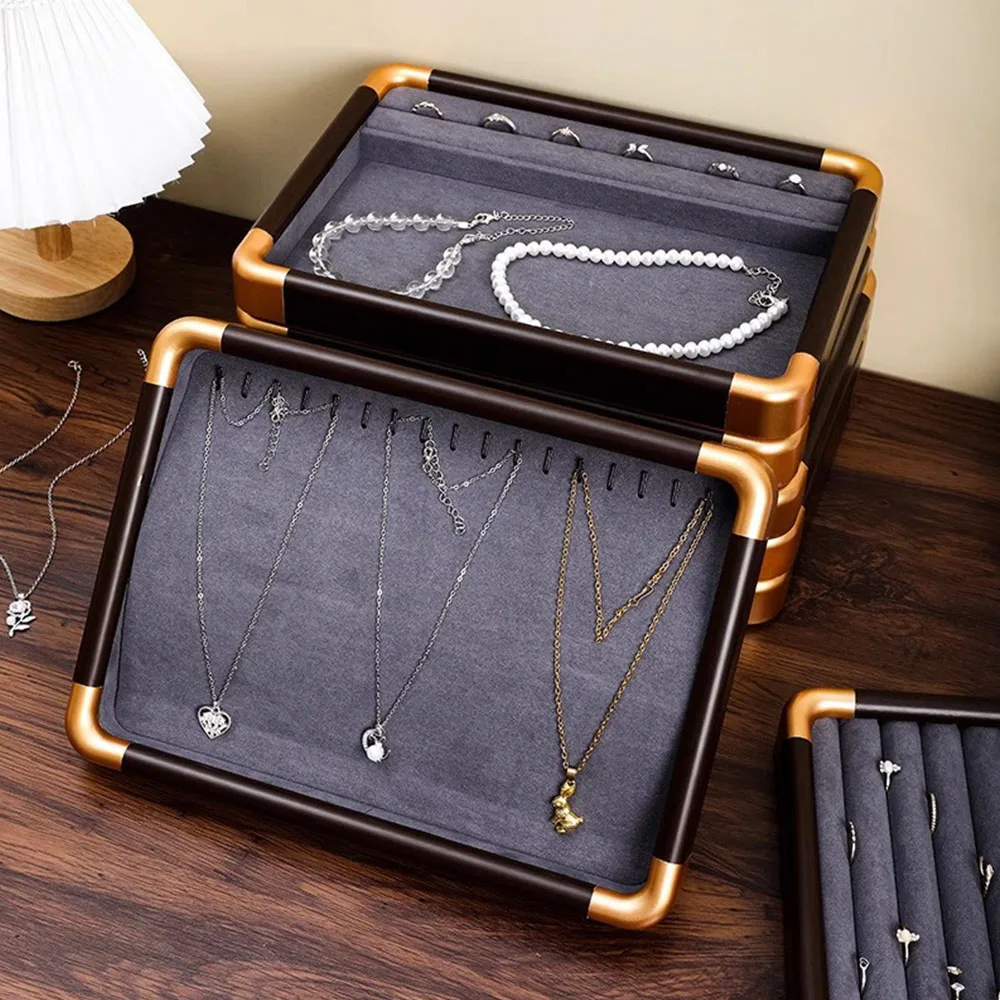 Wood Grain Jewelry Storage Necklace Vintage Walnut Display Tray Jewelry Display Tray Jewelry Bracelet Counter Display