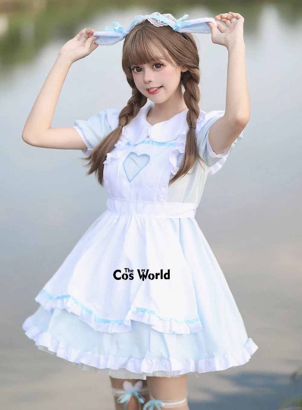 5 Kleuren S-5XL Japanse Lolita Hart Konijn Dienstmaagd Meid Restaurant Schort Jurk Uniform Outfits Anime Cosplay Kostuum