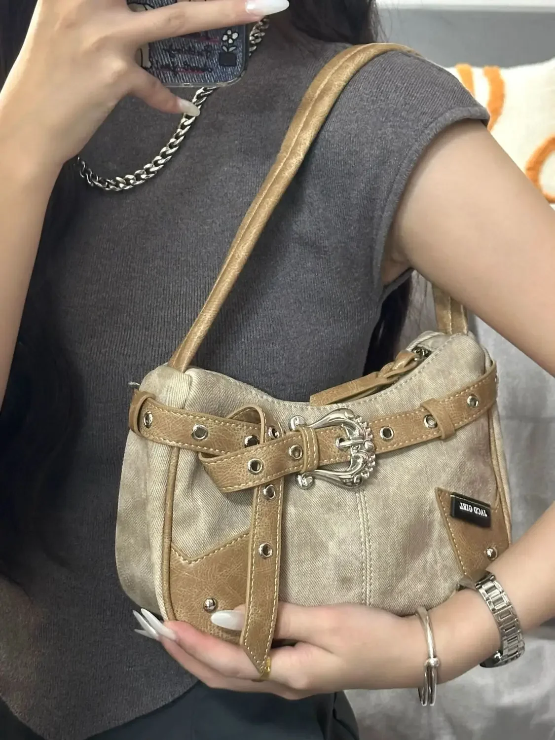 Retro Luxury Underarm Bag for Women's 2024 New High end Handbag Original brand Design Shoulder Bag girls phone pocket wallet