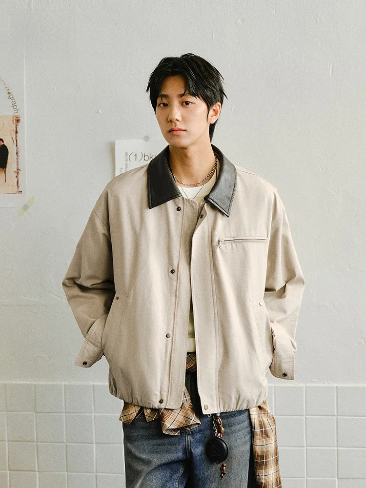 

Semir Men's Retro Patchwork Collar Jaet Spring Casual Sle Long Sve Workwear Cool Trendy Top Harington Coat ex