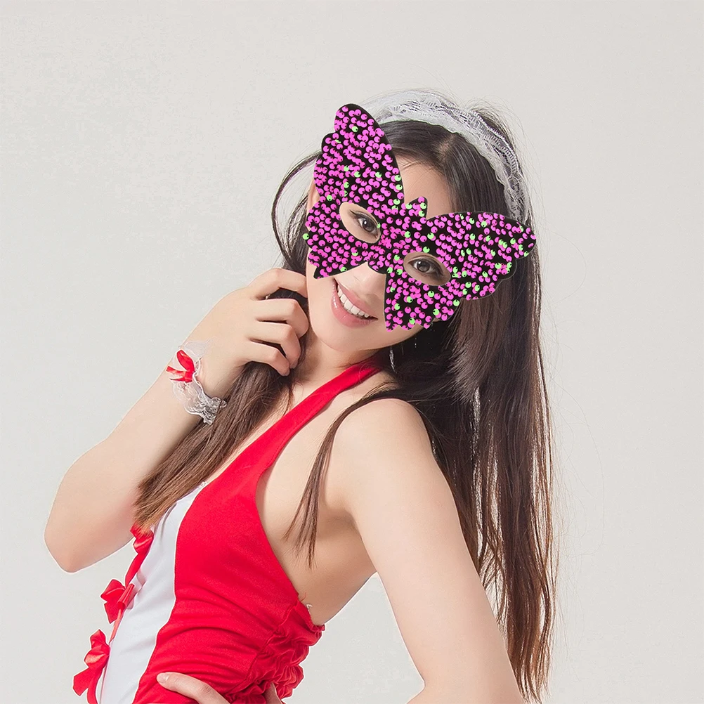

2 Pcs Mask Black Costume Girl and Red Masquerade Adhesive for Women Plastic Couple