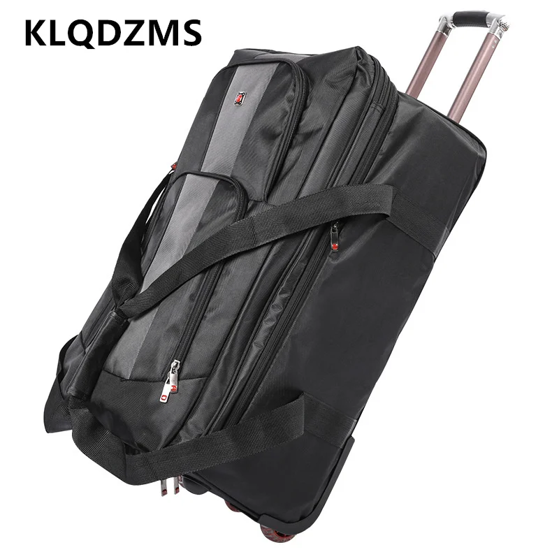 KLQDZMS 28"30"Inch The New Men and Women Trolley Suitcase Large Capacity Folding Portable Back with Wheels Rolling Luggage