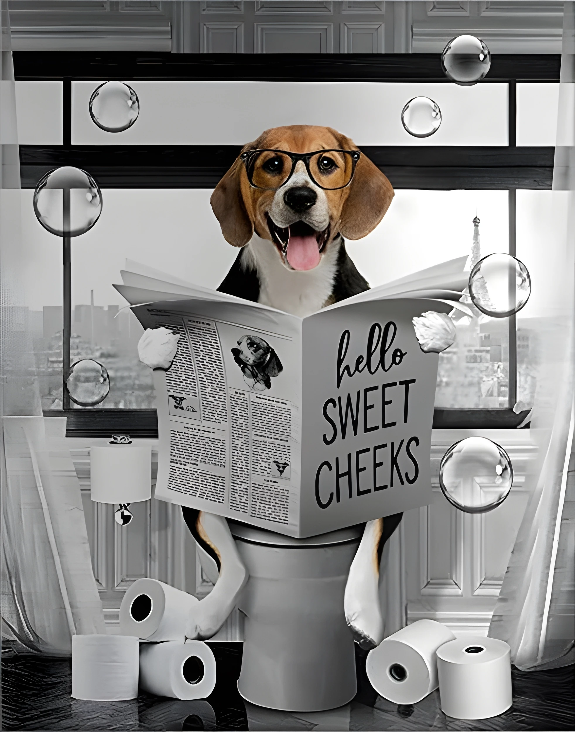 JMINE Div 5D Beagle Dog On Toilet Read Newspapers Full Diamond Painting cross stitch kits art animal 3D paint by diamonds