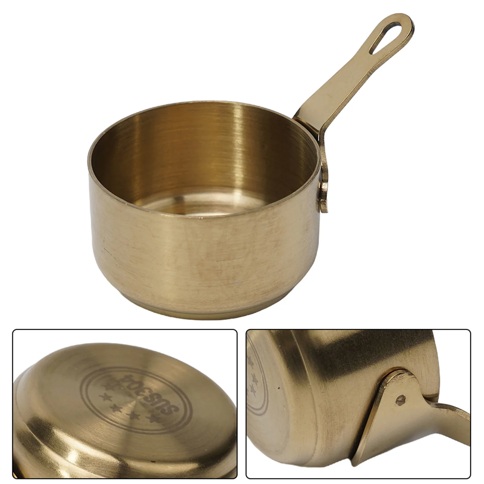 1*Long Handle Sauce Pan Lightweight Butter Pan Non-Stick Heating Pot Stainless Steel Sauce Pot Heat-Resistant Stockpots For Milk