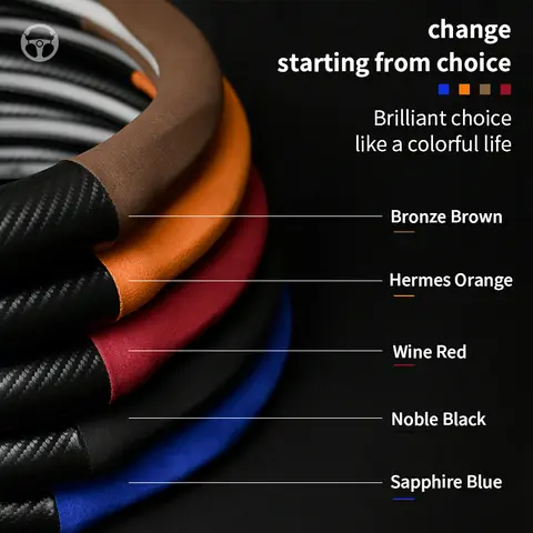 For Suzuki S-Cross Swift SX4 Vitara Jimny Grand-Vitara Baleno Equator Celerio Ciaz Car Suede Carbon Fiber Steering Wheel Cover 10 best sales suzuki jimny steering wheel cover - №4