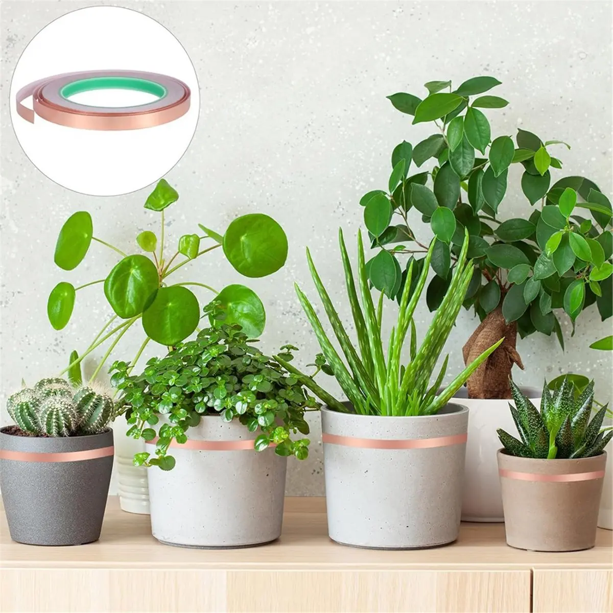 AA25 4Rolls Copper Tape Against Snails 6/10mm X 20m Self-Adhesive Double-Sided Conductive Shielding Tape,Snail Protection