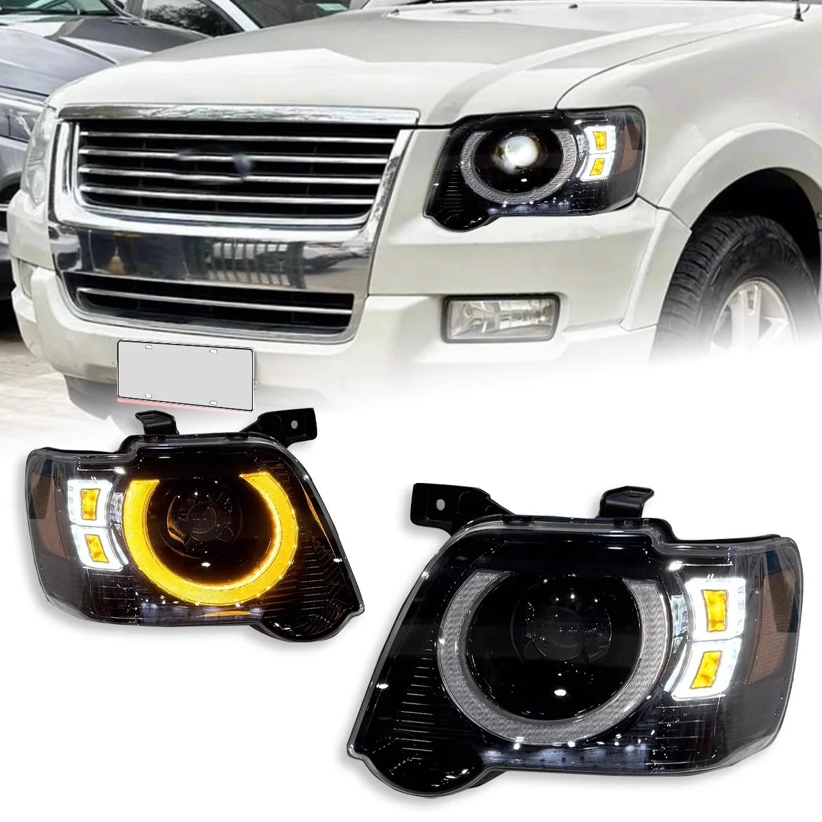 

Светодиодная передняя фара для Ford Expedition 06-10, модифицированная DRL дневные ходовые огни, указатель поворота, автомобильные аксессуары