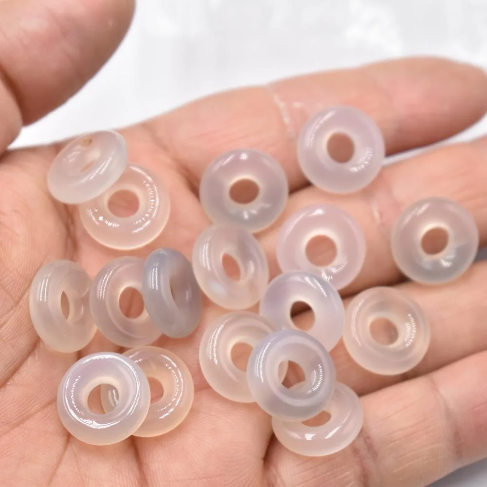 Naturstein Quarzkristall Tigerauge Opal Türkis Kreis 15mm Donut-Anhänger für DIY-Schmuckherstellung Halskette 26 Stück – Detail 16