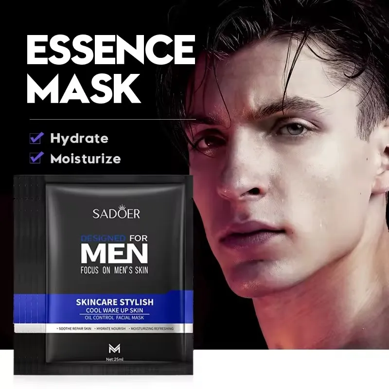 10pcs Men's Face Mask Facial Moisturizing Oil Control Anti-aging Hydrating Facial Masks Face Sheet Mask Skin Care