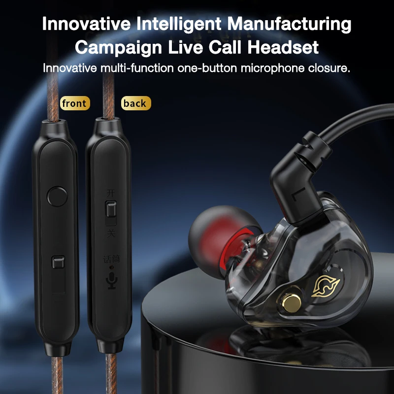 EARDECO 중저음 유선 헤드폰 3.5mm 스테레오 유선 이어폰 이어 버드 (와이어 포함) 이어 후크 스포츠 Hifi (마이크 스위치 포함)