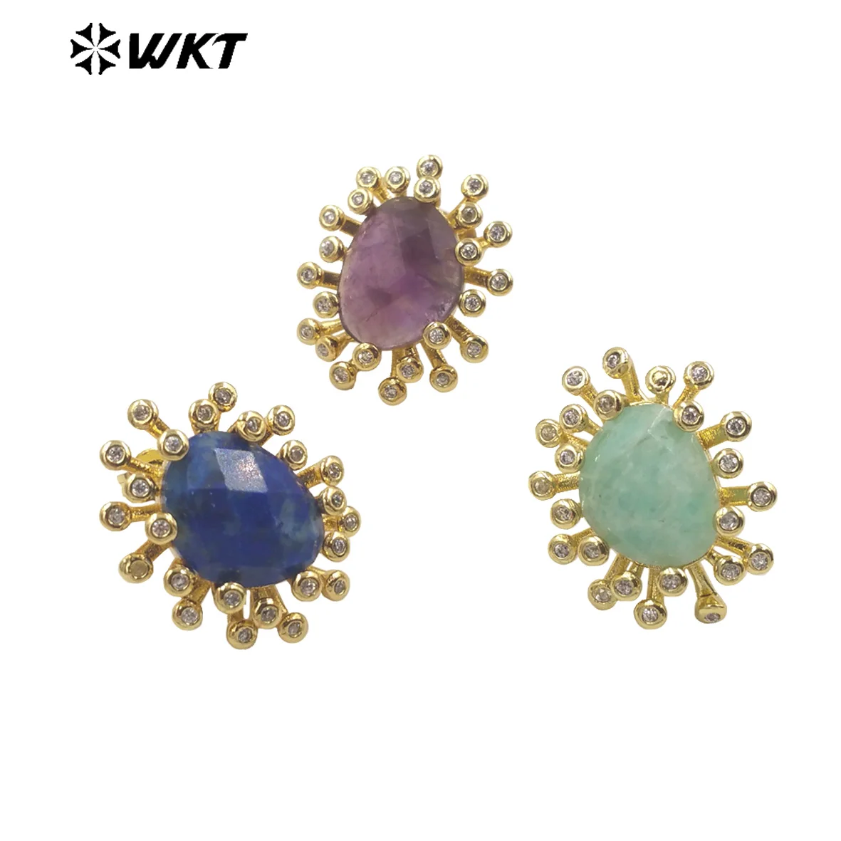 WT-ME092 Hot Selling Multi-Color Coral Shape Selection Micro-Inlay Retro for Women Commuter Decoration Earrings