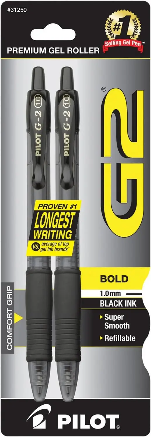 

Premium Black Gel Pens, 1mm Bold Point for Smooth Writing, Comfort Grip Reduces Hand Fatigue