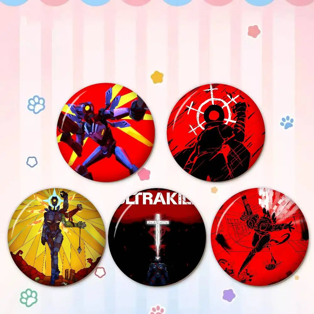 Game ULTRAKILL Round Button Pins Slogan Creative Brooches Backpack Clothes Decoration Fashion Cartoon Jewelry Gifts