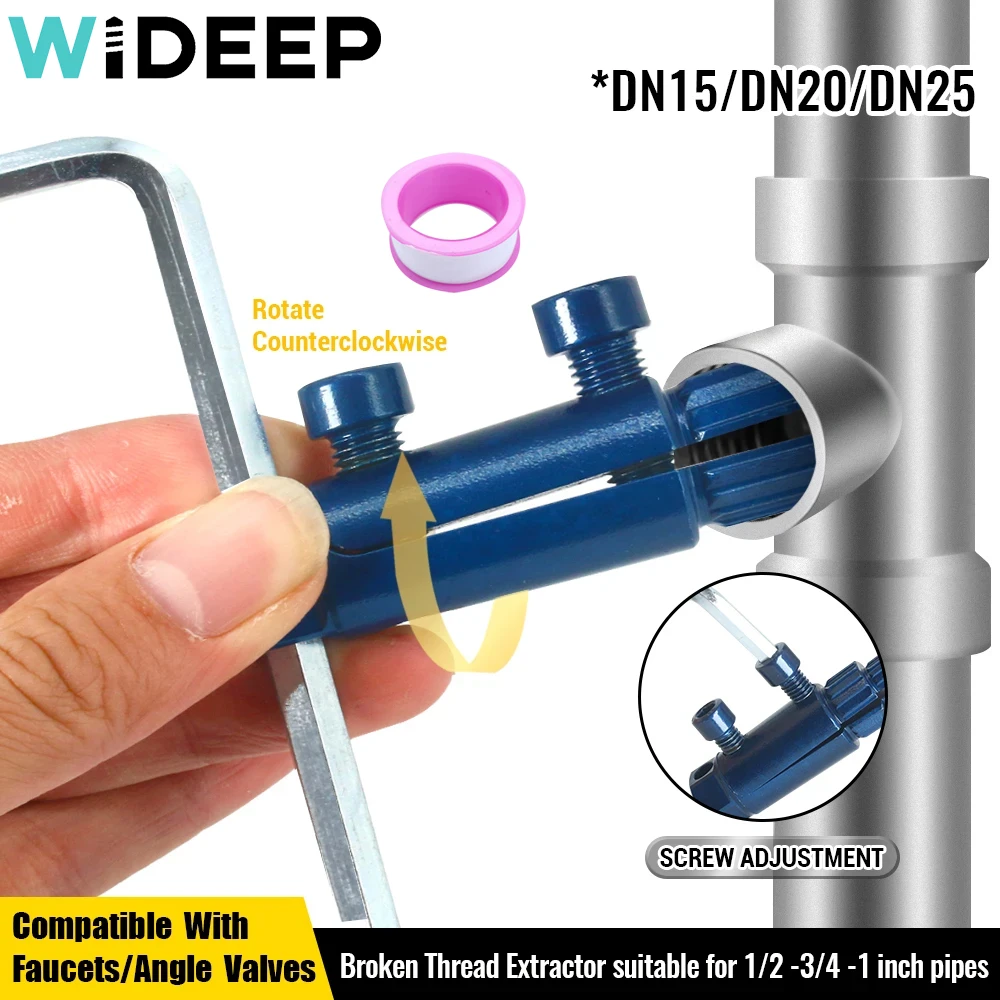 for 1/2-3/4-1 inch  Broken Pipe Thread Extractor DN15/20/25 Pipes Thread Removal Tool for Broken Threads in Faucets/Angle Valves