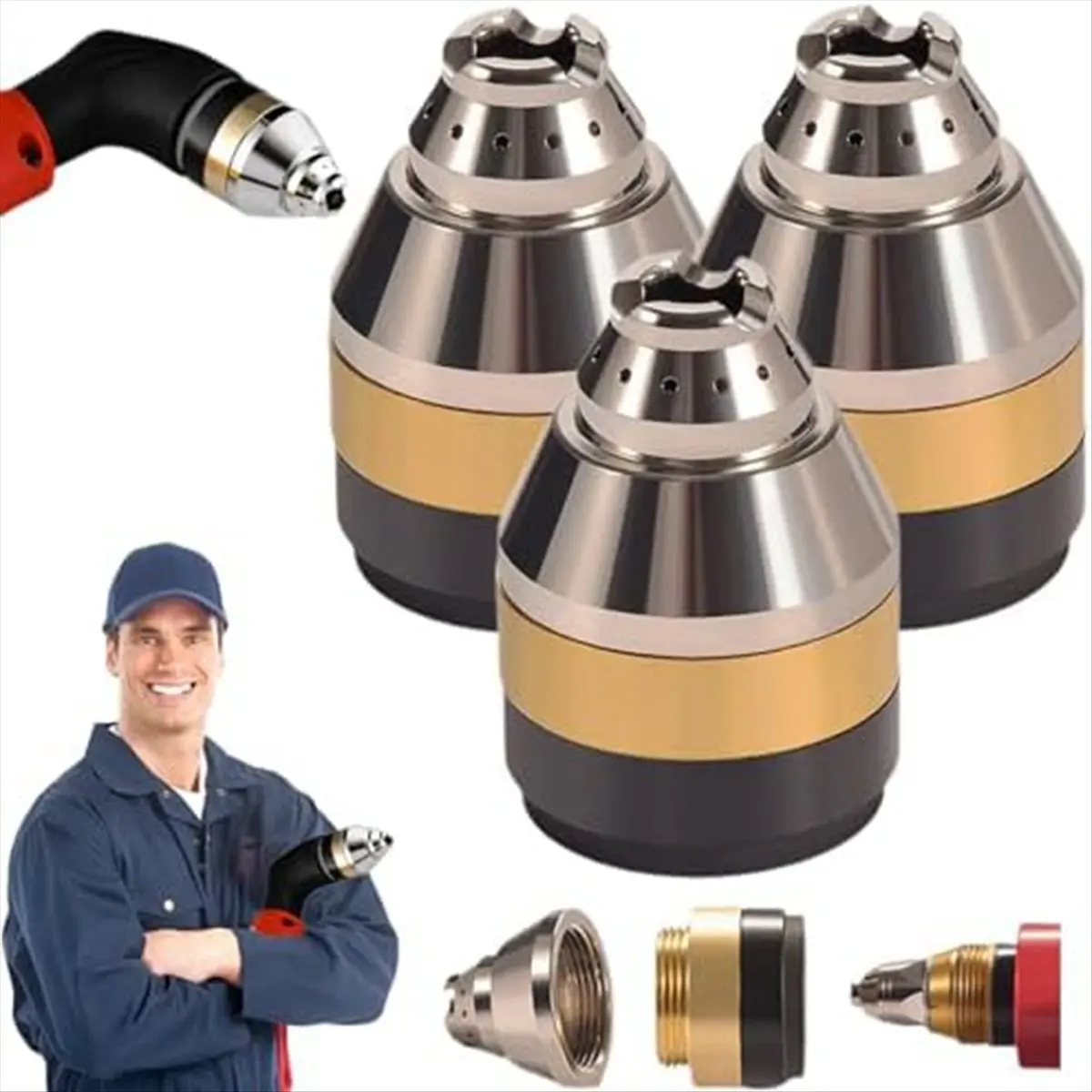 |Modernbuy|P80 Plasma Cutting Nozzle Protective Cover, Plasma Cutter Tips Electrodes Cover, Contactable Protective Cover